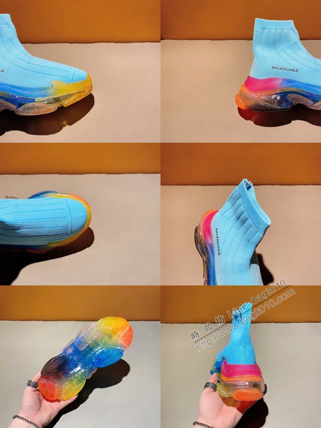 Balenciaga經典款男女鞋 巴黎世家頂級版本Triple-s高幫襪子鞋 巴黎世家復古做舊慢跑鞋 Balenciaga情侶款老爹鞋  hdbl1182